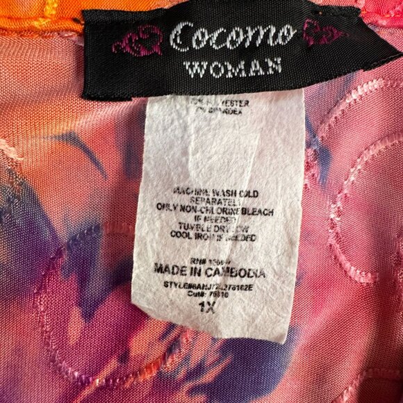 Cocomo Woman Floral Asymmetrical Hem Tunic Top Womens 1X Y2K Colorful Going Out - Picture 3 of 7